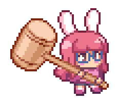 A pink bunny girl holding a hammer. Bunny girl idle