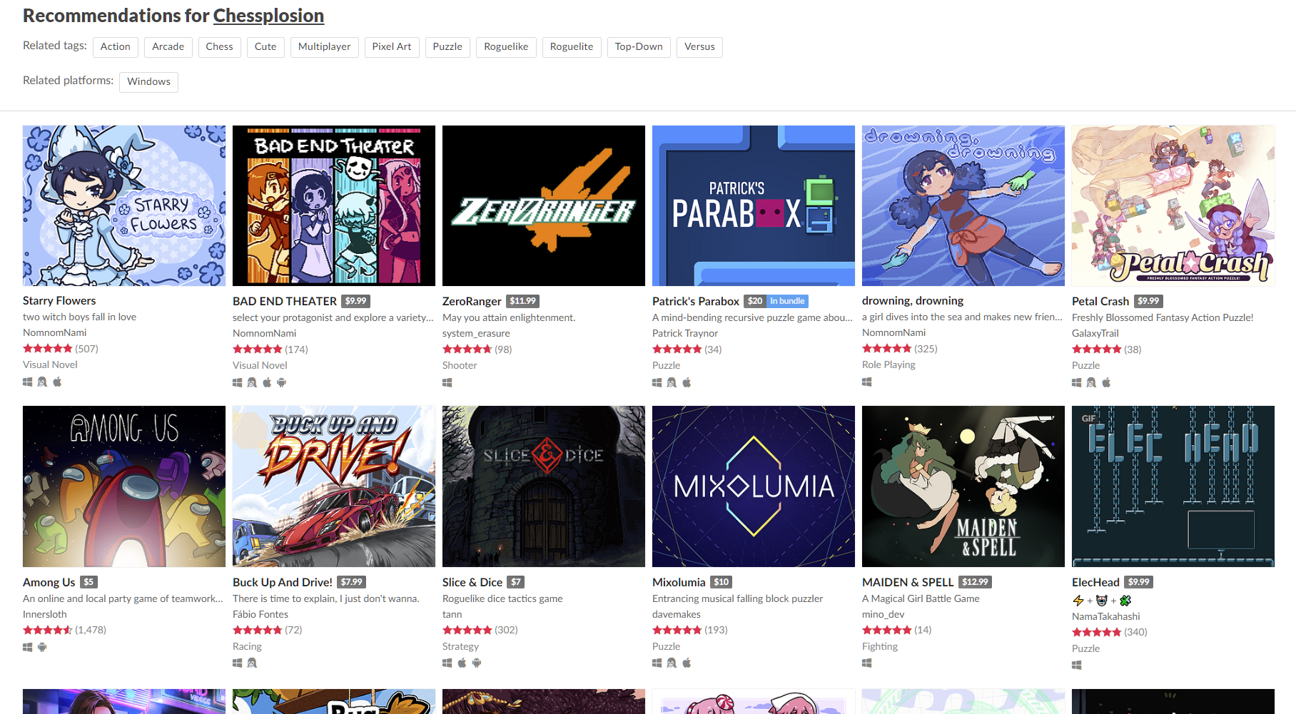 itch.io recommendations for Chessplosion fans